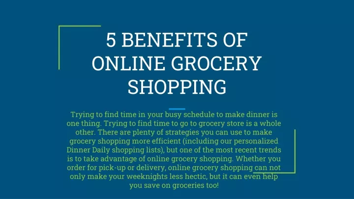 5 benefits of online grocery shopping