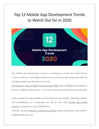 Top 12 Mobile App Development Trends to Watch Out for in 2020
