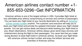 American airlines contact number  1-855-653-0296~Get INFORMATION