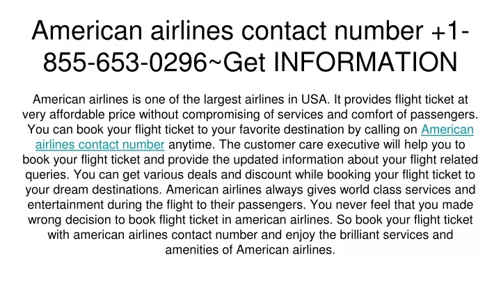 american airlines contact number 1 855 653 0296 get information