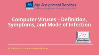 computer viruses definition symptoms and mode