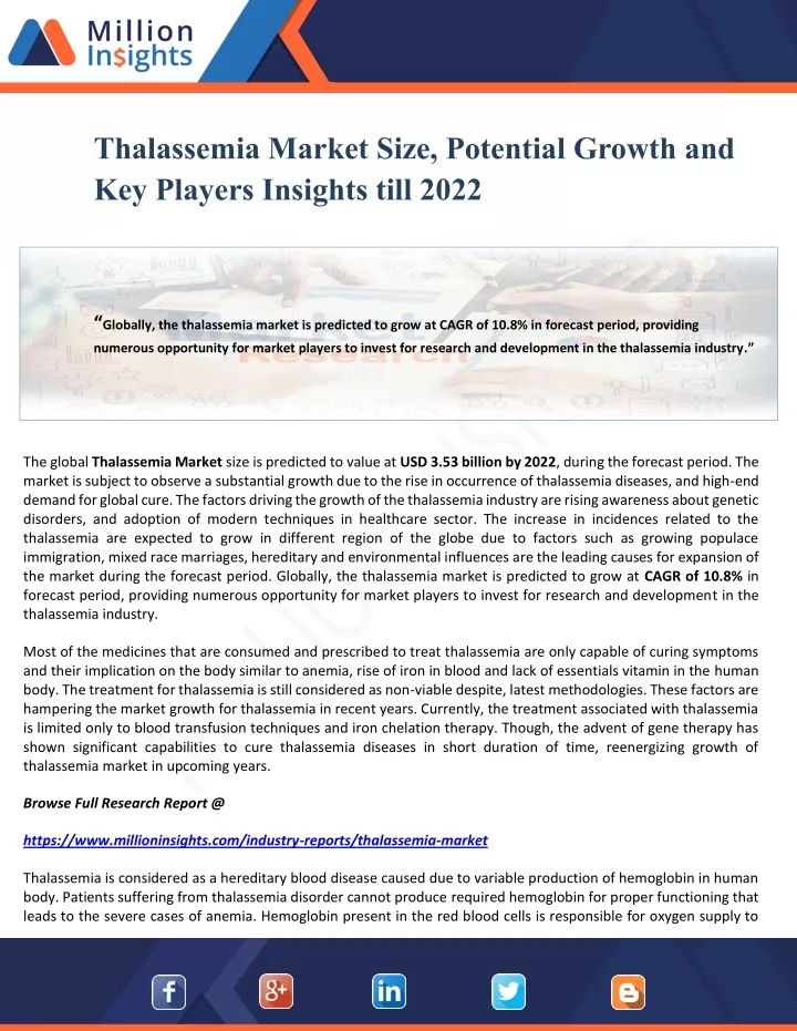 thalassemia market size potential growth