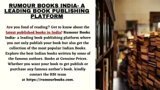 Rumour Books India- a leading book publishing platform