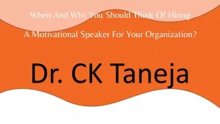 Motivational Speaker | C.K Taneja | Agile Coach