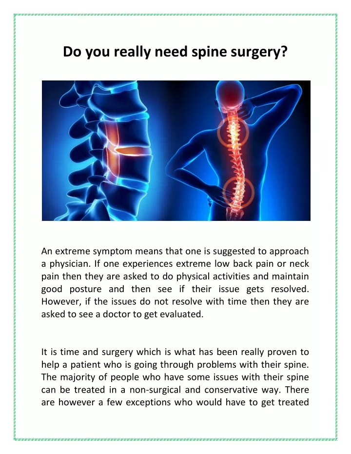 do you really need spine surgery