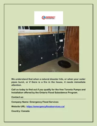 Best Sump Pump Services | emergencyfloodservices.ca