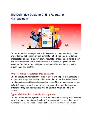 The Definitive Guide To Online Reputation Management