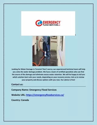 Best Emergency Water Cleanup Service | emergencyfloodservices.ca