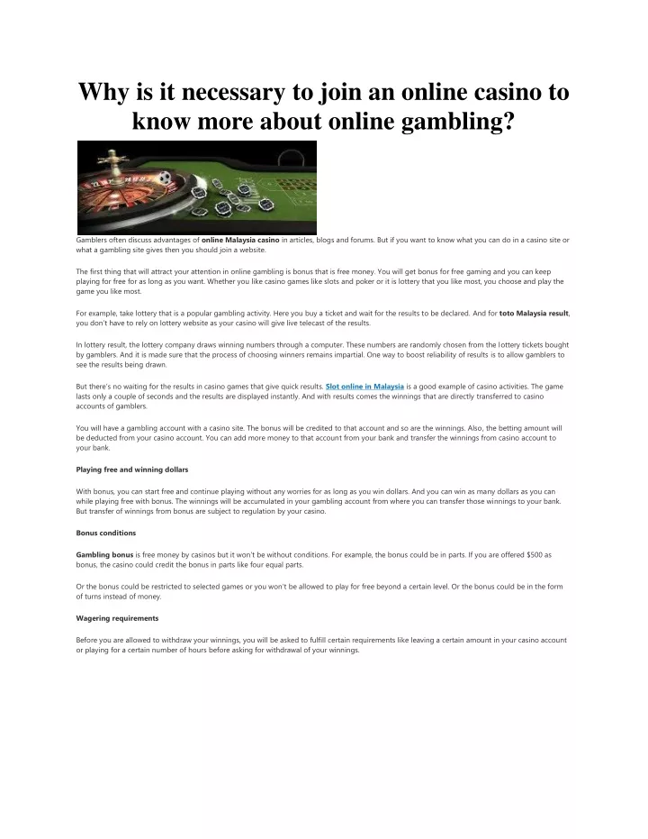 why is it necessary to join an online casino