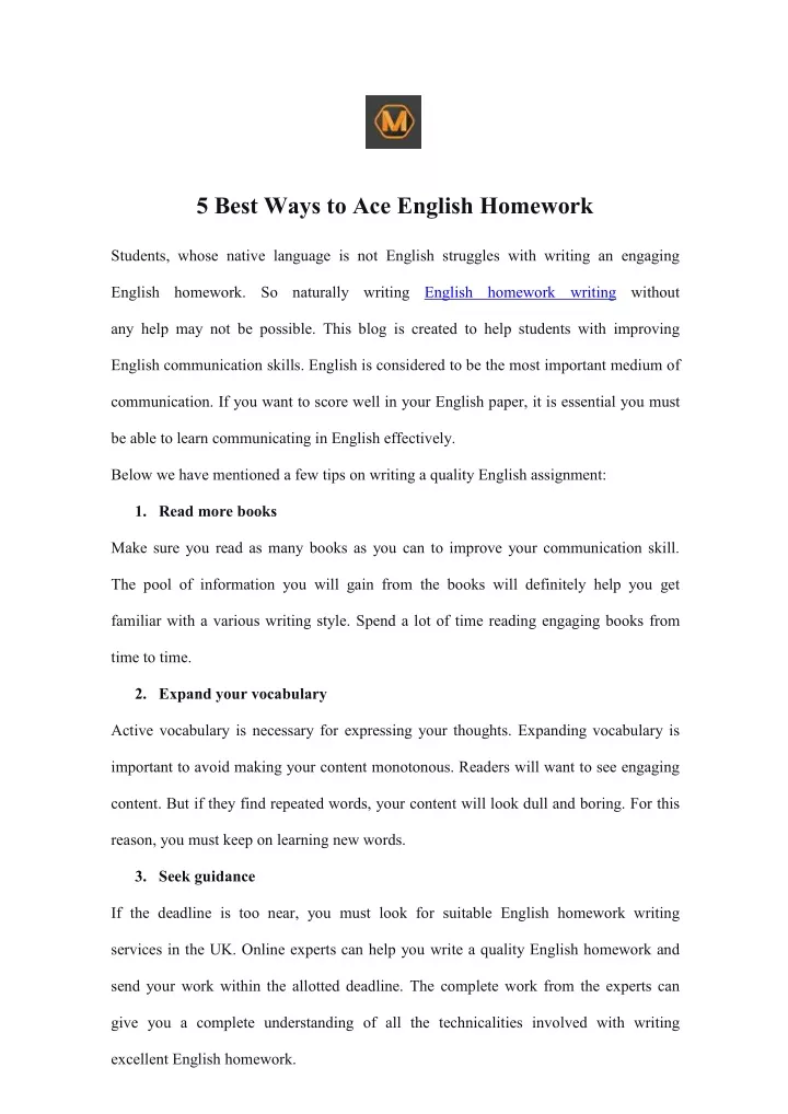 5 best ways to ace english homework