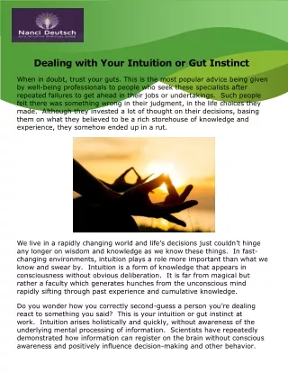 Dealing with Your Intuition or Gut Instinct