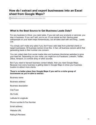 how do i extract and export businesses into