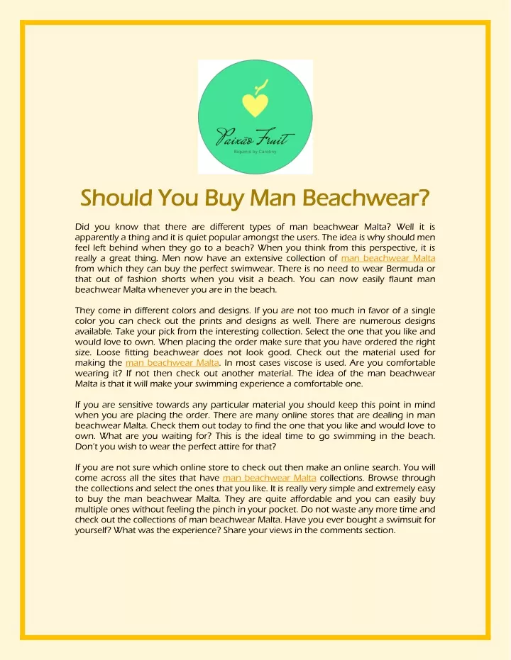 should you buy man beachwear should