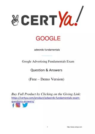 adwords-fundamentals Exam Demo Questions and Answers