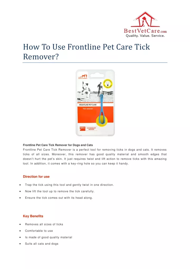 how to use frontline pet care tick remover