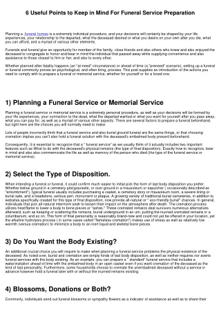 6 Useful Points to Keep in Mind For Funeral Service Planning
