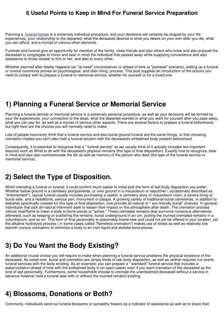 6 useful points to keep in mind for funeral