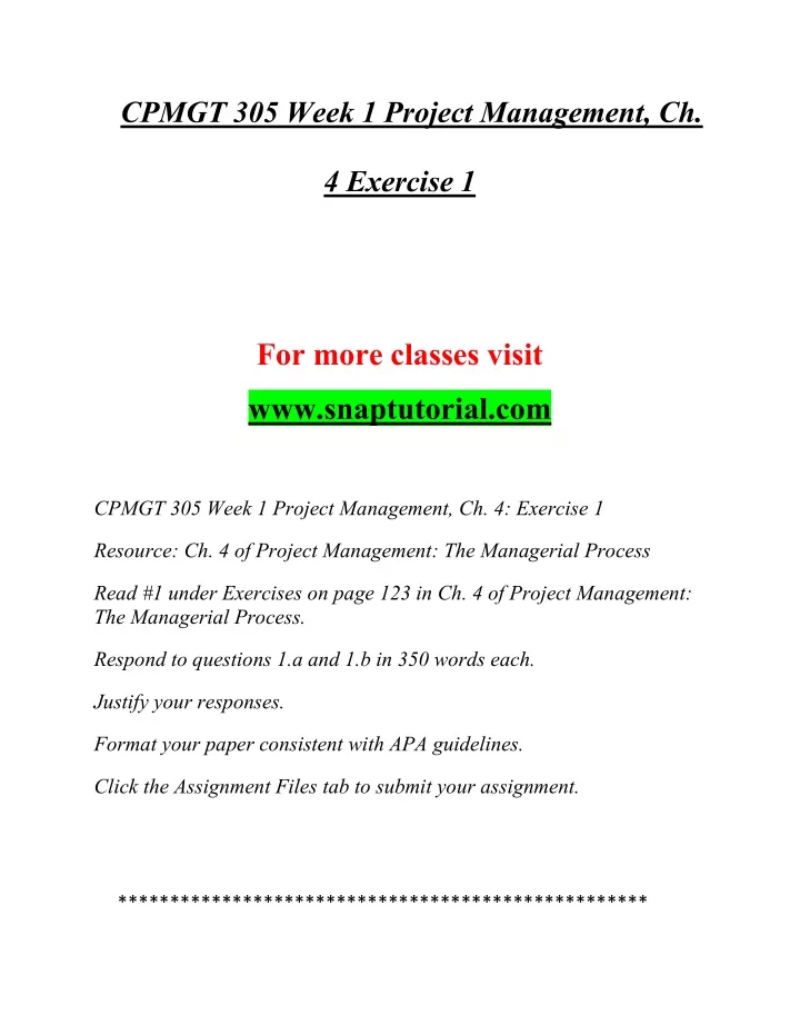 cpmgt 305 week 1 project management ch