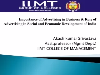 Importance of Advertising in Business & Role of Advertising in Social and Economic Development of India
