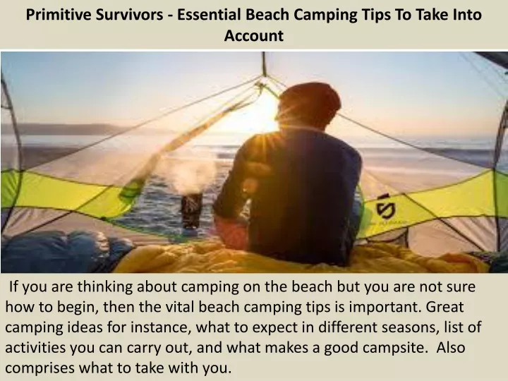 primitive survivors essential beach camping tips to take into account