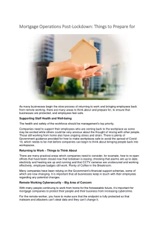 mortgage operations post mortgage operations post
