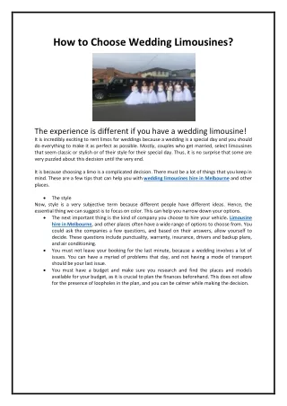 how to choose wedding limousines