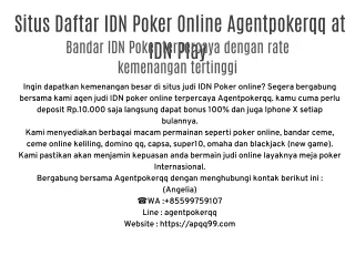 Situs Daftar IDN Poker Online Terpercaya Agentpokerqq