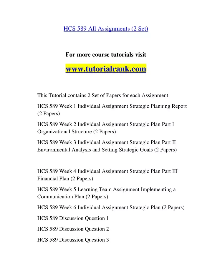 hcs 589 all assignments 2 set