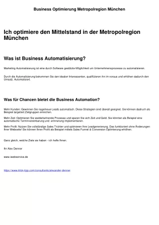 Business Optimierung Metropolregion München