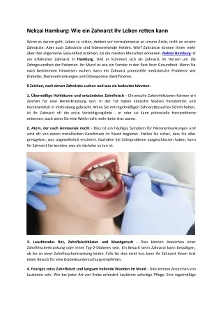 Nekzai Hamburg: Wie ein Zahnarzt Ihr Leben retten kann