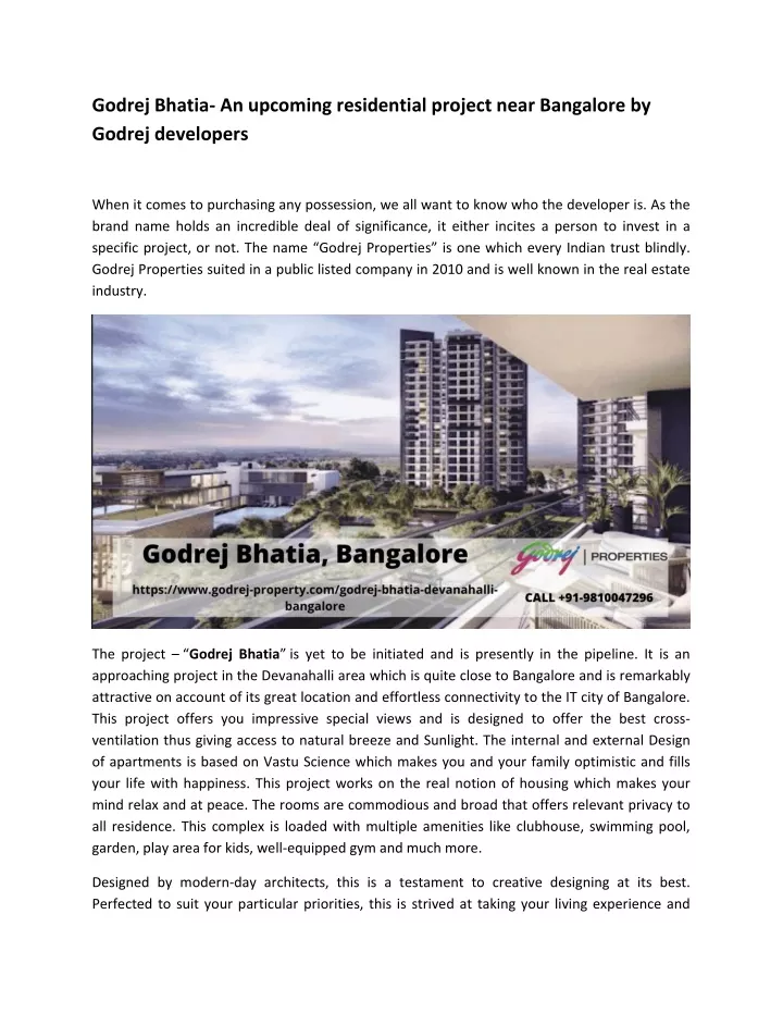 PPT - Godrej Bhatia Devanahalli Bangalore Project PowerPoint ...