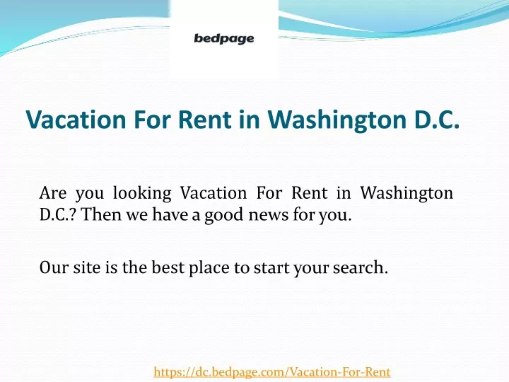 vacation for rent in washington d c