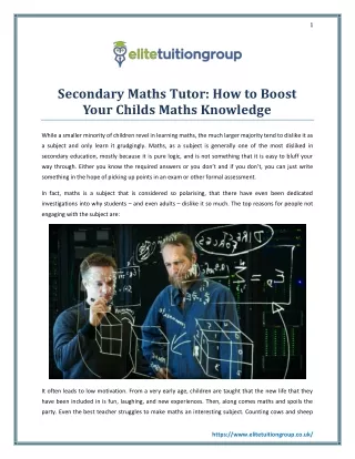 Secondary Maths Tutor: How to Boost Your Childs Maths Knowledge