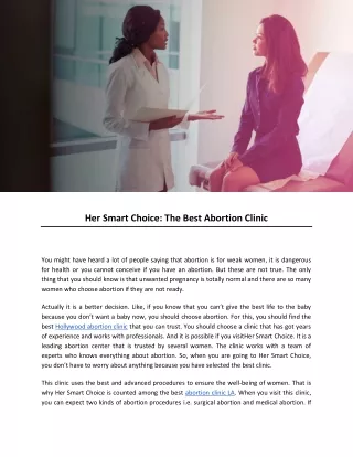 Her Smart Choice: The Best Abortion Clinic