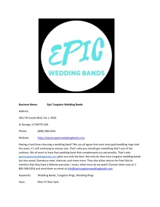 Epic Tungsten Wedding Bands