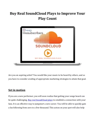Buy Real SoundCloud Plays to Improve Your Play Count