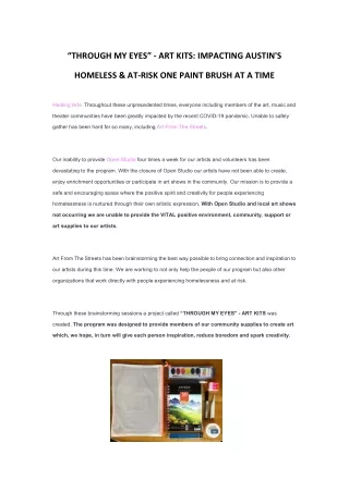 through my eyes art kits impacting austin s