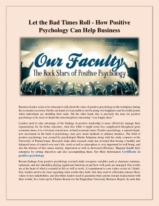 Masters in positive psychology