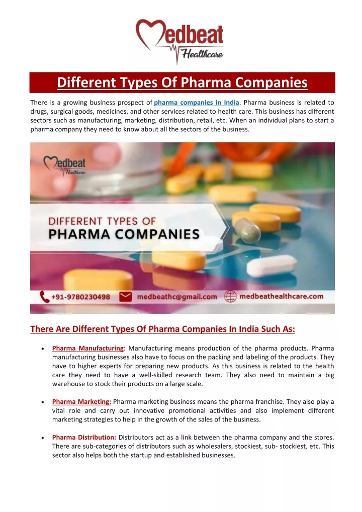 different types of pharma companies there
