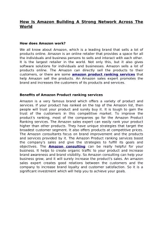 how is amazon building a strong network across