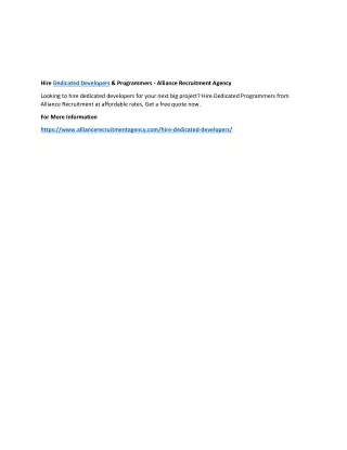 hire dedicated developers programmers alliance