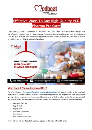 Effective Ways To Buy High-Quality PCD Pharma Products
