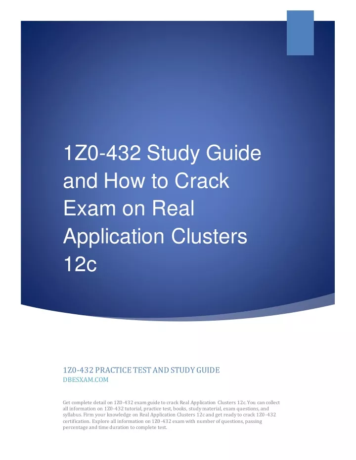 1z0 432 study guide and how to crack exam on real