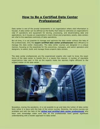 How to Be a Certified Data Center Professional?