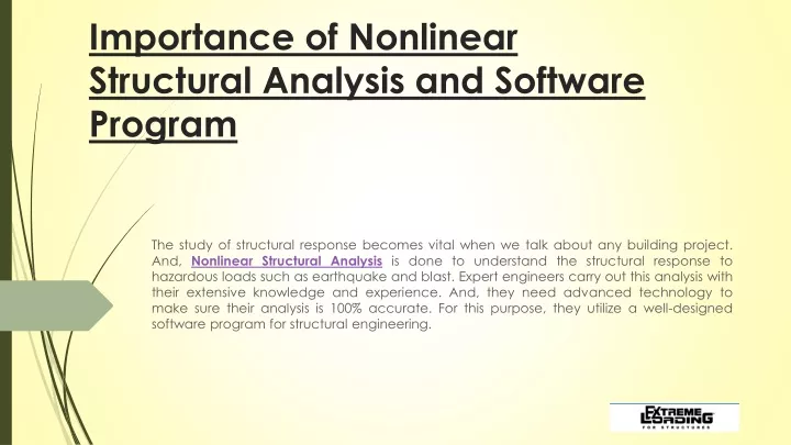 importance of nonlinear structural analysis and software program