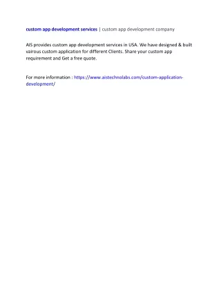 custom app development services custom