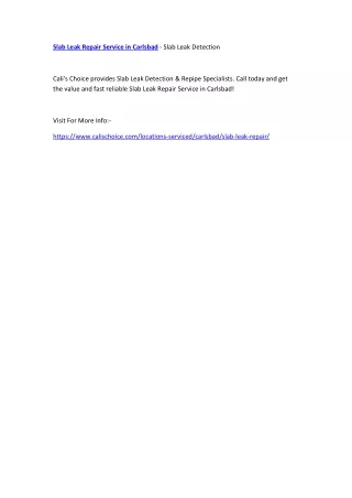 slab leak repair service in carlsbad slab leak