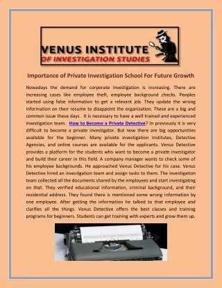 importance of private investigation school