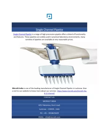 single channel pipette