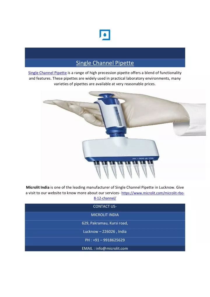 single channel pipette